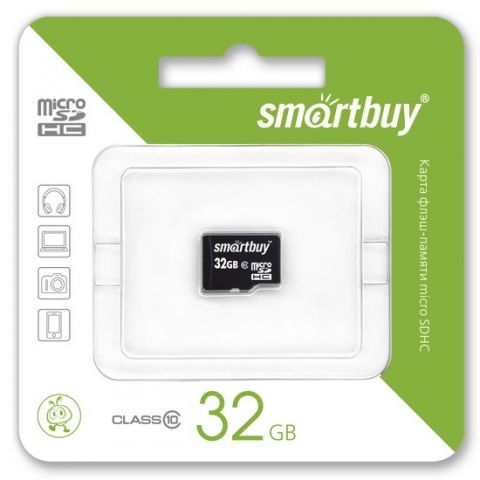 ����� ������ microSDHC,32��, SmartBuy (SB32GBSDCL10-00), ����� 10 (��� ��������) ����� ������������,
